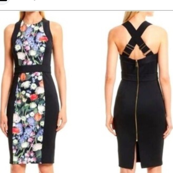 Ted Baker London Akva Kensington Floral Body-Con Cocktail Dress Size 0 - Picture 1 of 13